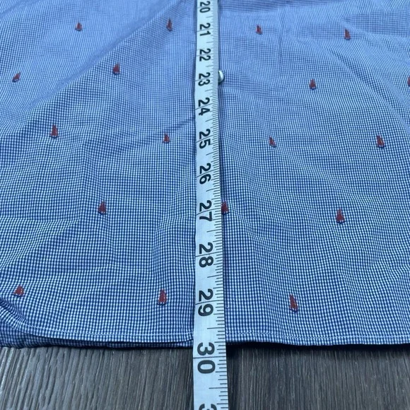 Vilebrequin Dress Shirt Mens Size Large Blue Check SAILBOAT ALL OVER PRINT EUC - Picture 4 of 9
